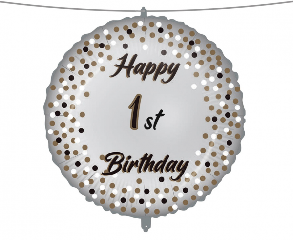 Balon foliowy 18" z napisem "Happy Birthday" i naklejkami do personalizacji urodzin