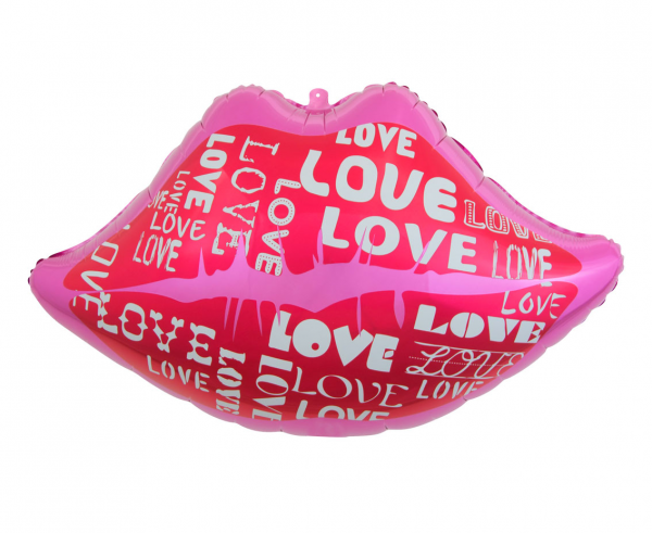 Balon foliowy Usta z napisem Love / 62x38