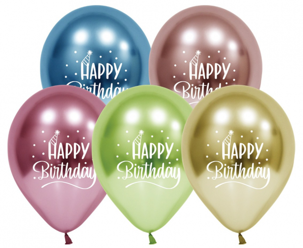 Balony lateksowe 12" platynowe "Happy Birthday"