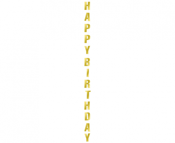 Girlanda pionowa złoty napis "Happy Birthday" / 170 cm