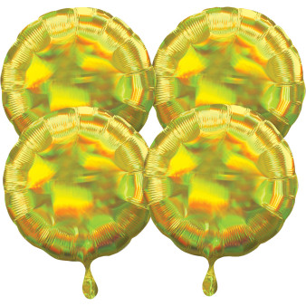 Multi-Pack balon foliowy holograficzny - Okrągły żółty / 43 cm