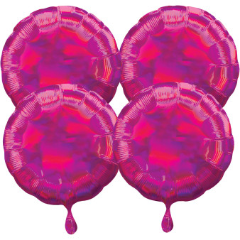 Multi-Pack balon foliowy holograficzny - Okrągły różowy / 43 cm