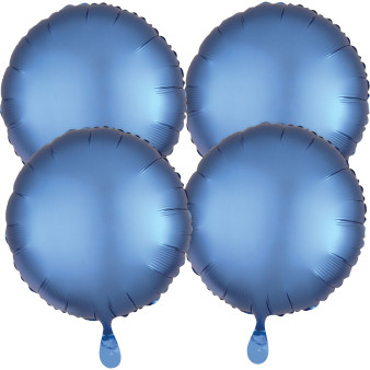 Multi-Pack balon foliowy Satin Luxe - Okrągły niebieski / 43 cm