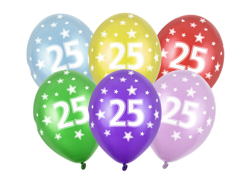 Balony na 25 urodziny, mix kolorów / SB14M-025-000-6