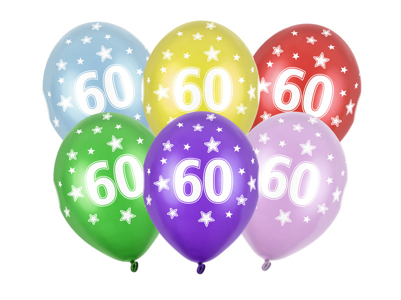 Balony na 60 urodziny, mix kolorów / SB14M-060-000-6