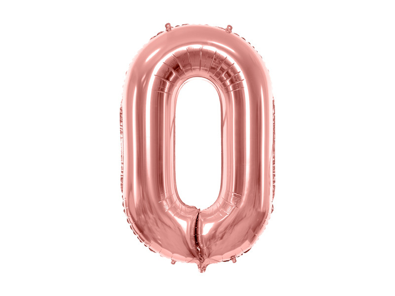 Balon foliowy metalizowany Cyfra "0" różowe złoto, 86 cm / FB1M-0-019R