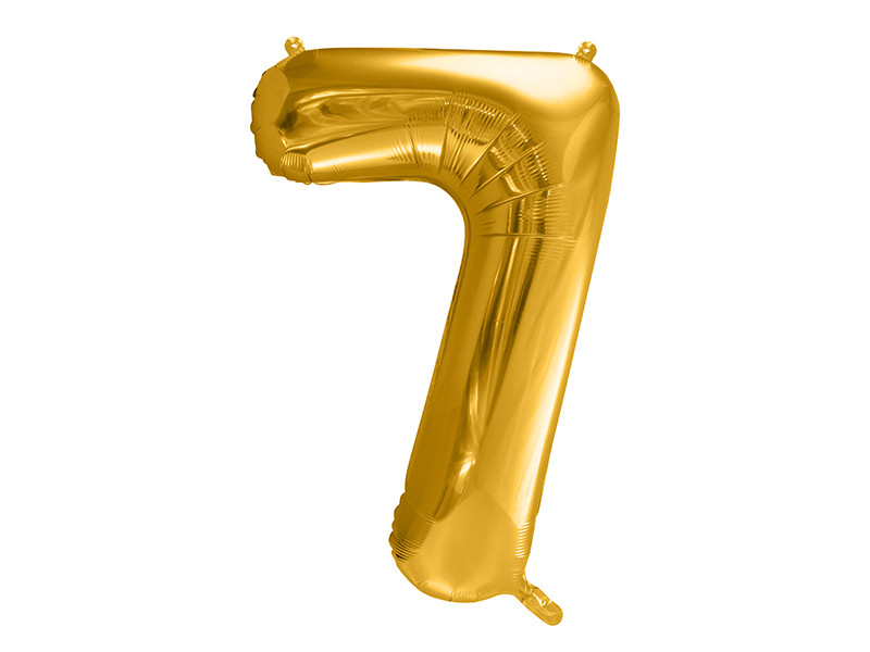 Balon foliowy metalizowany Cyfra "7" złota, 86 cm / FB1M-7-019