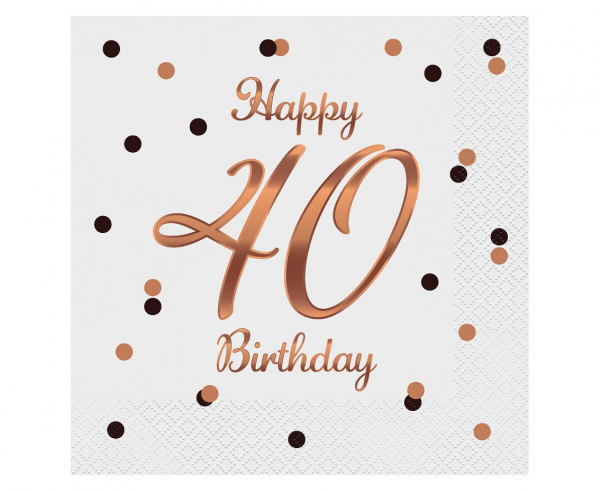 Serwetki "Happy 40 Birthday" / 33x33 cm