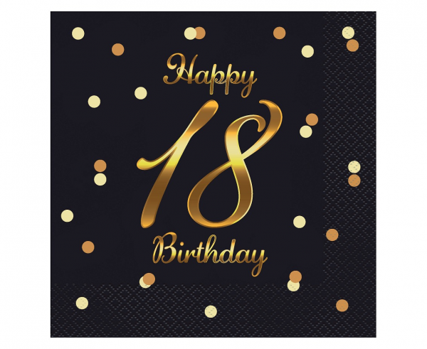 Serwetki "Happy 18 Birthday" / 33x33 cm