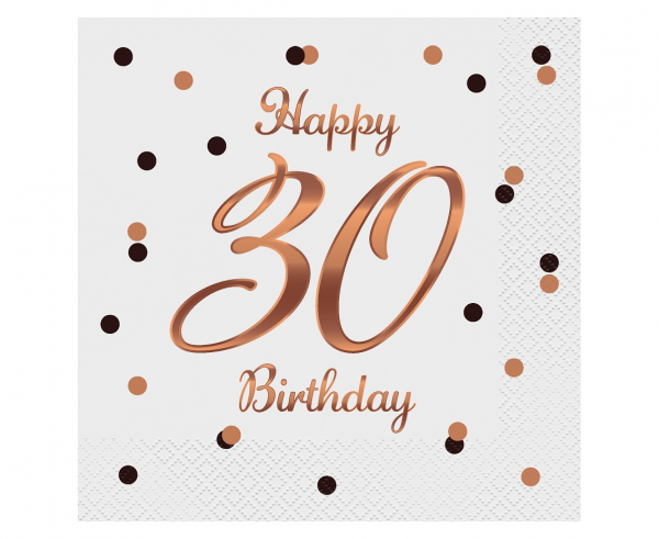 Serwetki "Happy 30 Birthday" / 33x33 cm
