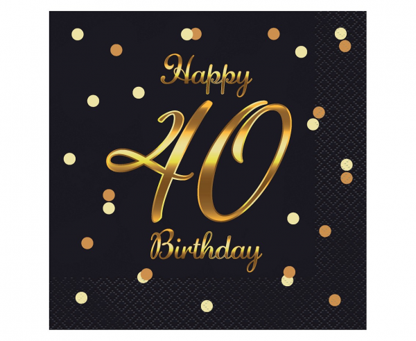 Serwetki "Happy 40 Birthday" / 33x33 cm