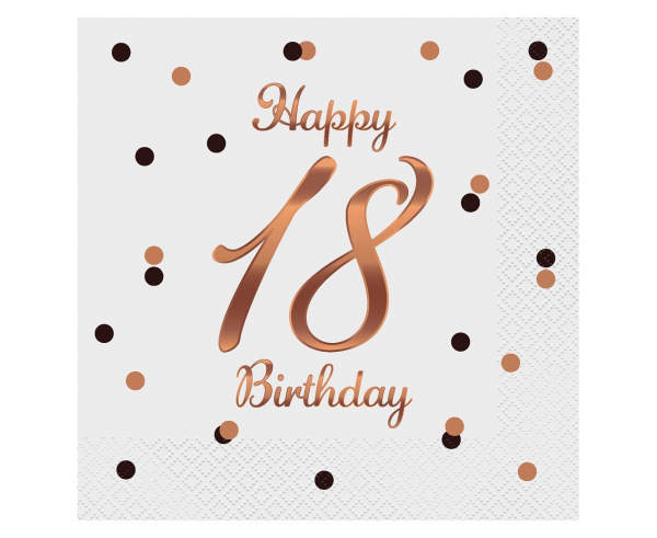 Serwetki "Happy 18 Birthday" / 33x33 cm