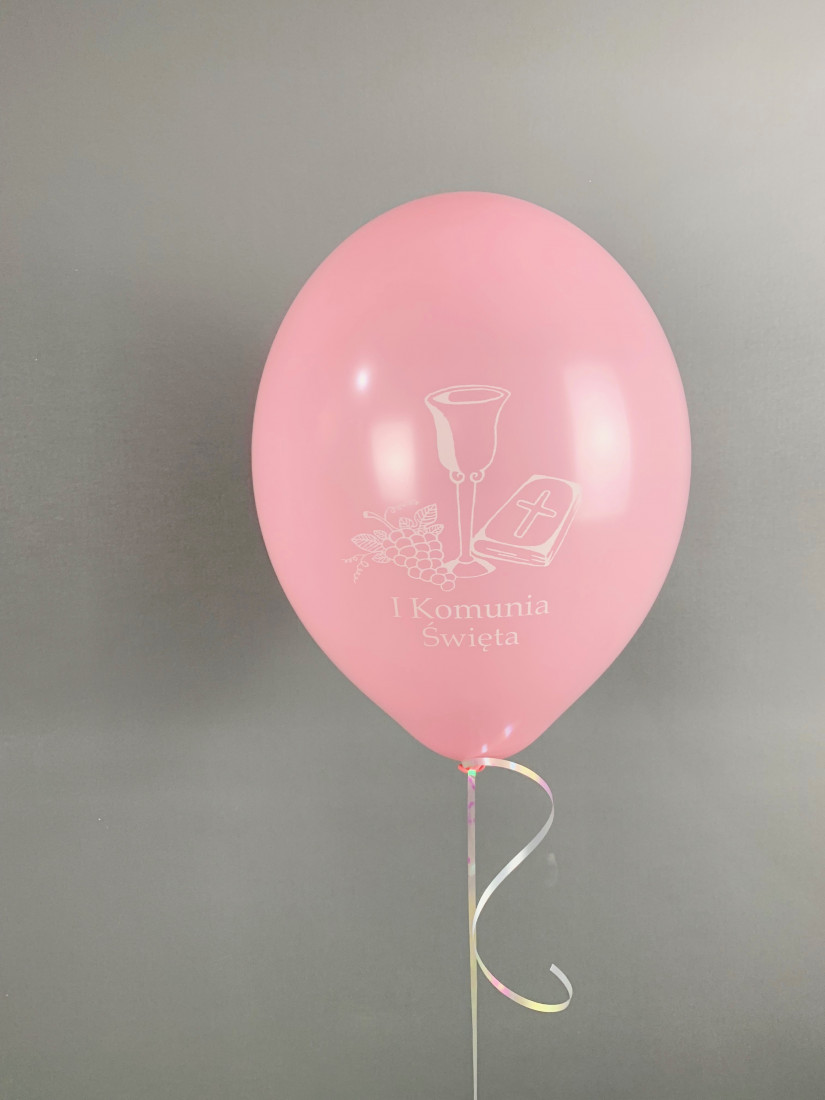 Różowy balon lateksowy 14" Pierwsza Komunia Święta