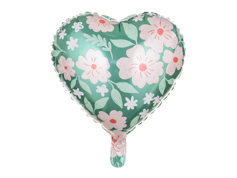 Balon foliowy Serce w kwiaty / 45 cm