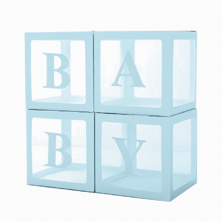 Zestaw niebieskich pudełek na balony "BABY"