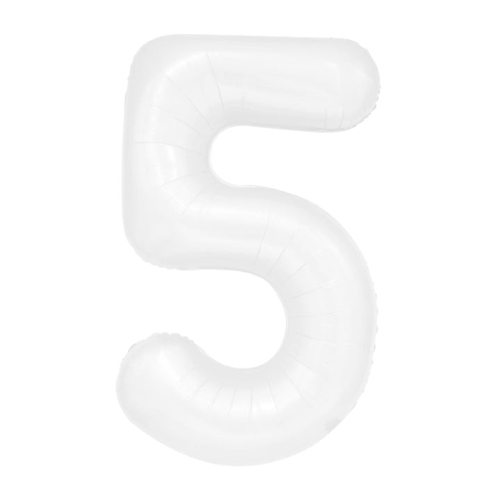 Balon foliowy biała cyfra 5 / 100 cm