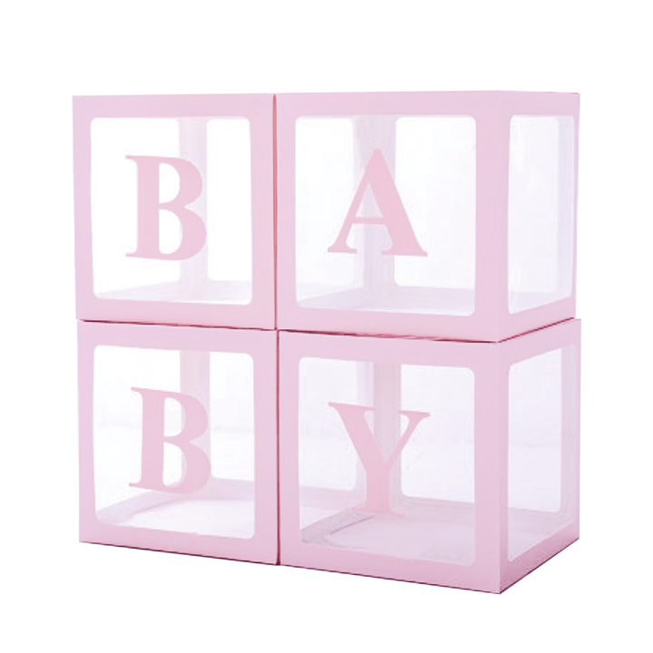 Zestaw różowych pudełek na balony "BABY"