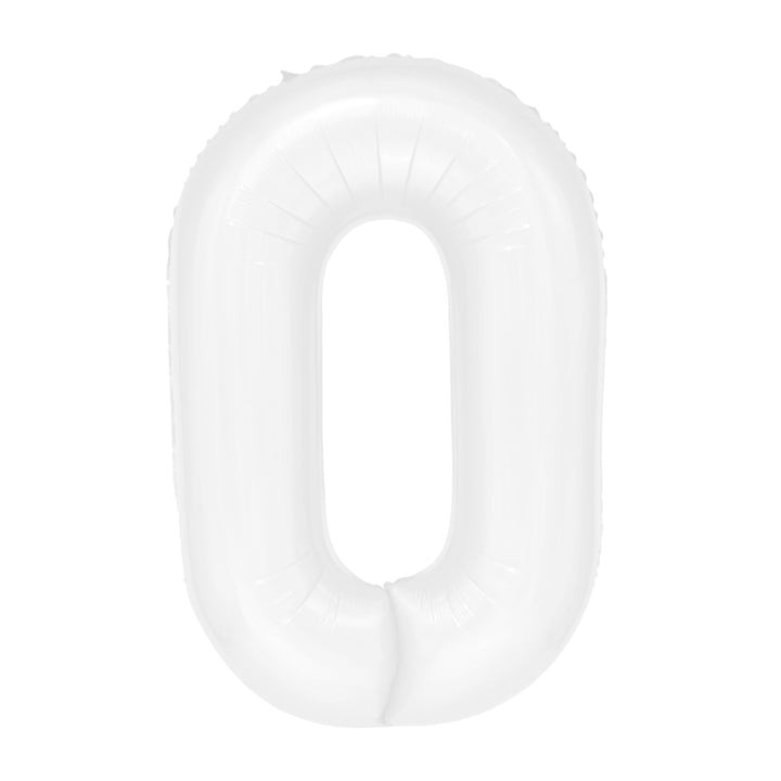 Balon foliowy biała cyfra 0 / 100 cm