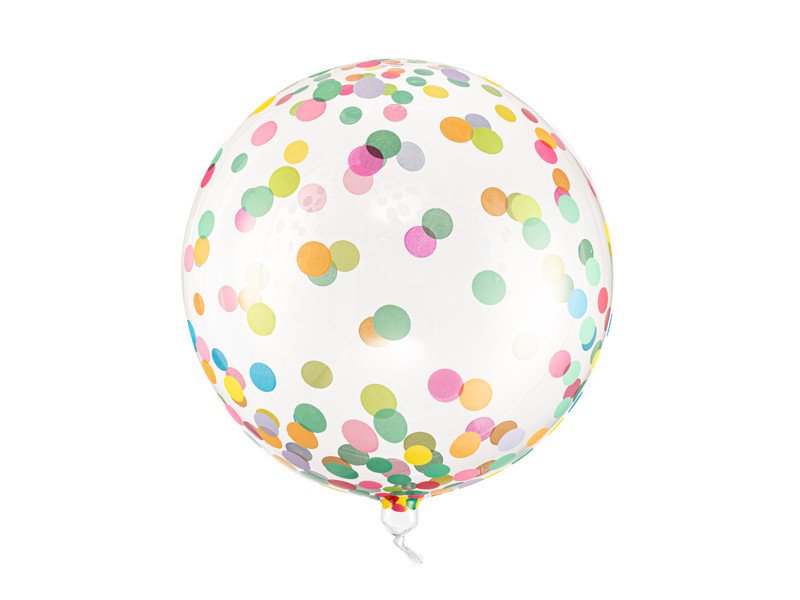 Balon kula transparentna w kolorowe kropki - 40 cm / ORB16-2-000
