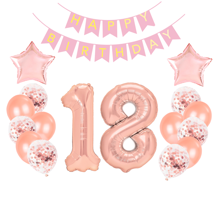 Zestaw balonów na 18 urodziny, różowe złoto