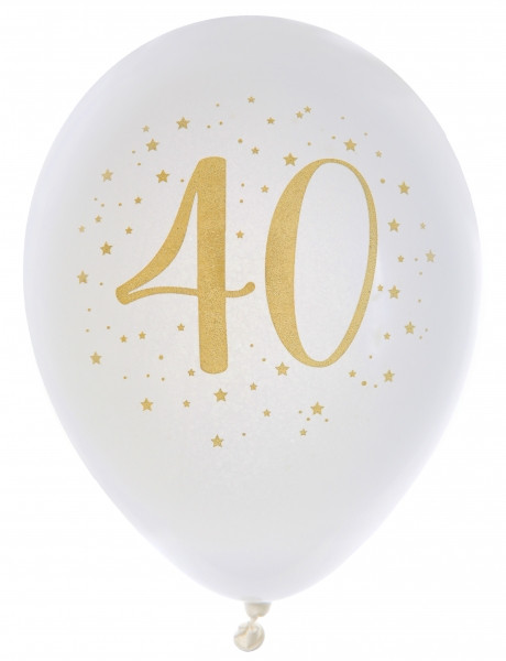 Białe balony na 40 urodziny / 23 cm