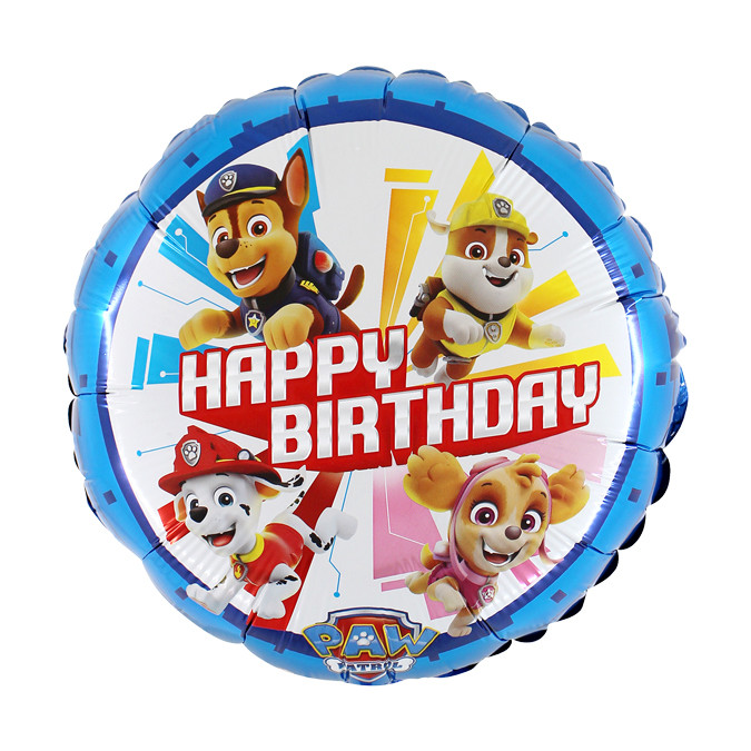 Balon foliowy 18" Psi Patrol "Happy Birthday" / 46 cm