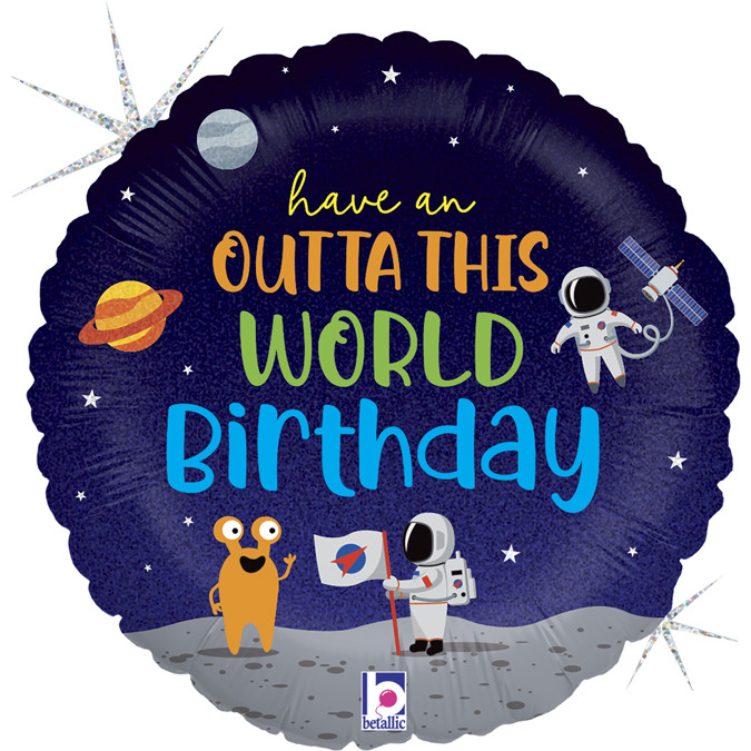 Balon foliowy Kosmos Birthday / 46 cm