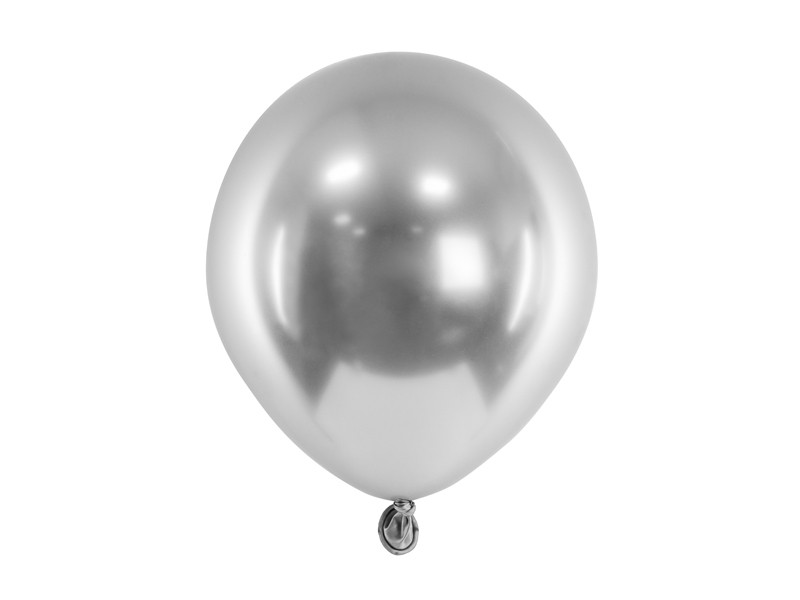Balony lateksowe PD Glossy, srebrne / 12 cm