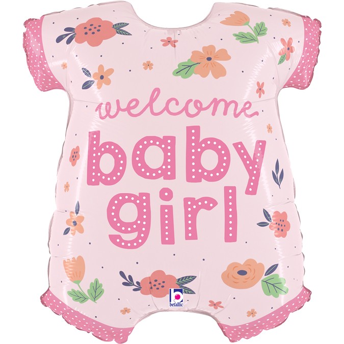 Balon foliowy śpioszki "Welcome Baby Girl" / 79 cm