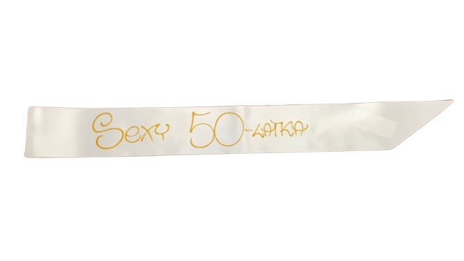 Biała szarfa na 50 urodziny