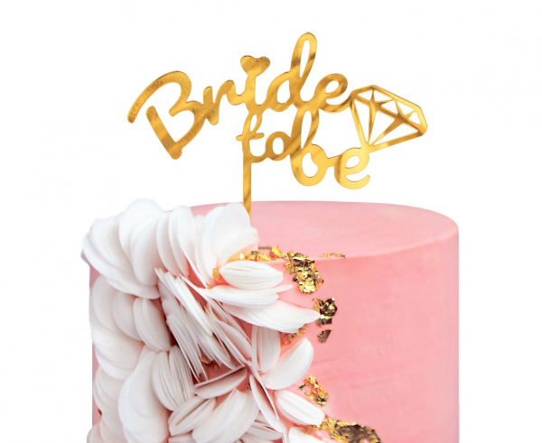 Dekoracja akrylowa na tort "Bride to be" / 15x16 cm