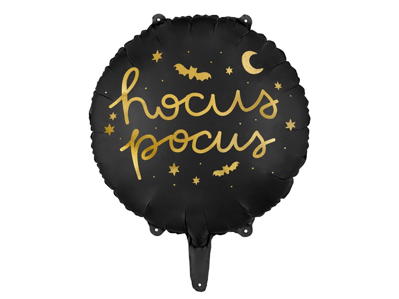 Czarny balon foliowy "Hocus Pocus" / 45 cm