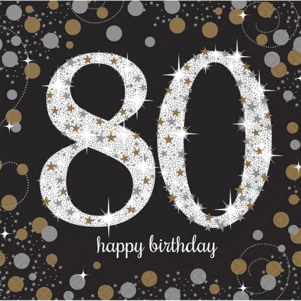 Serwetki papierowe "80 lat -Sparkling Celebration" / 33x33 cm