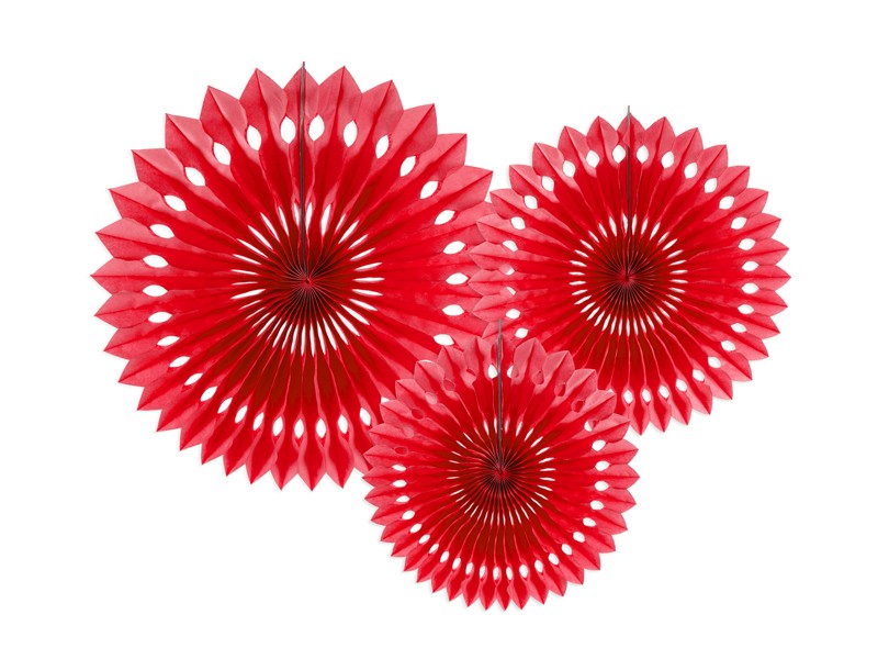 Rozety dekoracyjne, czerwone / 20-30 cm