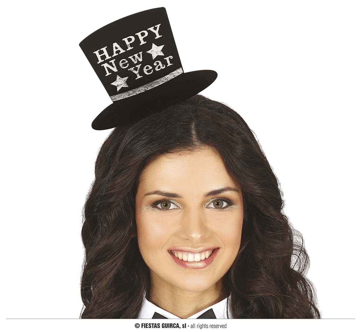 Opaska z cylinderkiem ze srebrnym "Happy New Year"