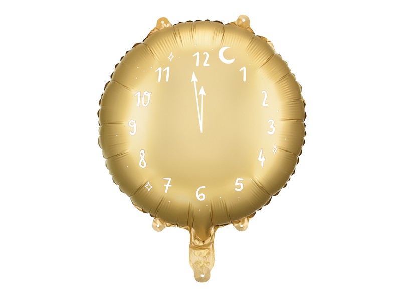 Balon foliowy złoty Zegar
