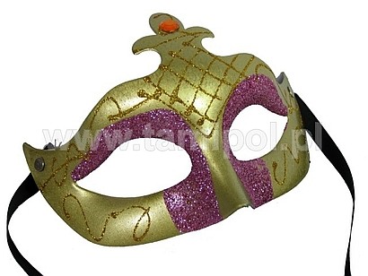 Złoto-różowa maska karnawałowa