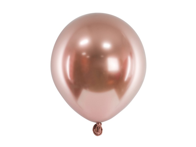 Balony lateksowe Glossy PD, różowe złote / 12 cm