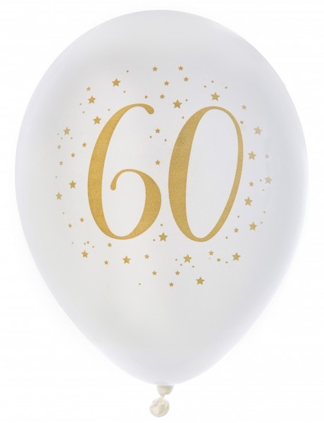 Białe balony na 60 urodziny / 23 cm
