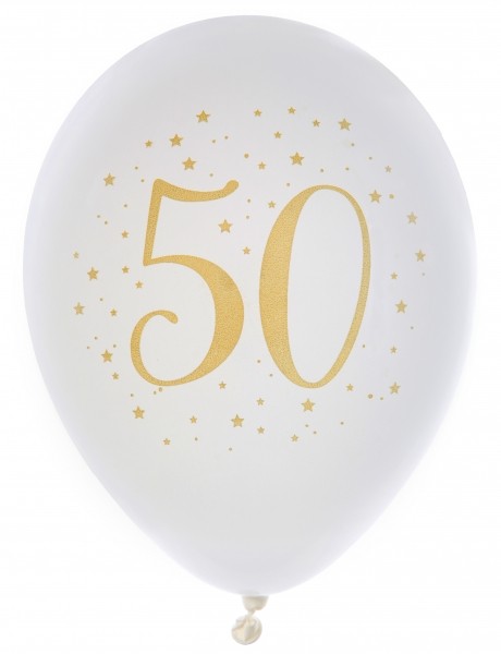 Białe balony na 50 urodziny / 23 cm