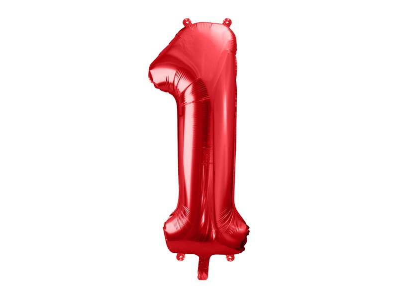 Balon foliowy metalizowany Cyfra "1" czerwona, 86 cm / FB1M-1-007