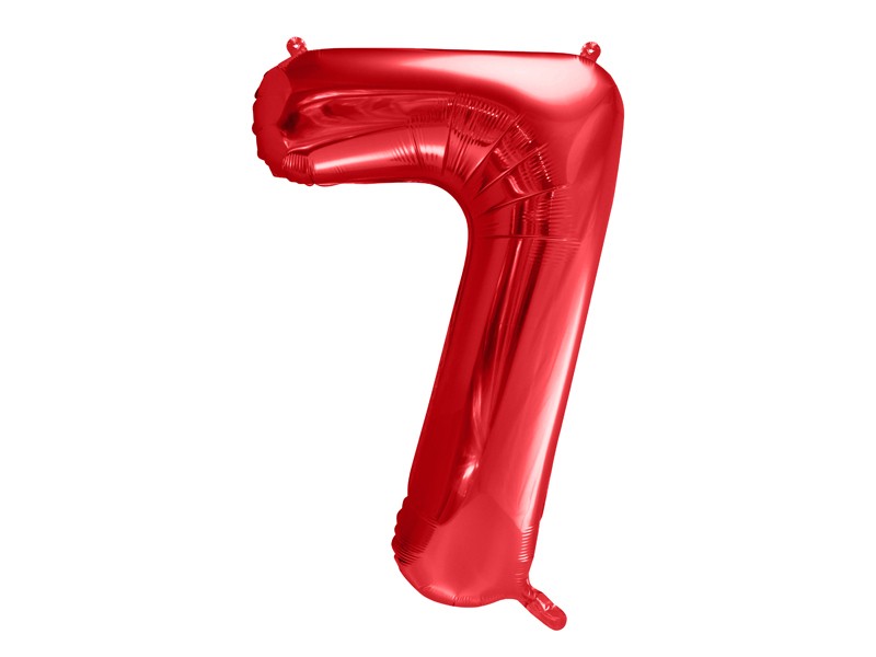 Balon foliowy metalizowany Cyfra "7" czerwona, 86 cm / FB1M-7-007