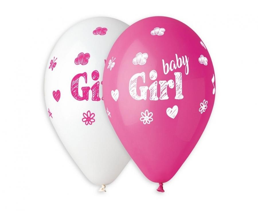 Balony lateksowe 13" różowe "Baby Girl"