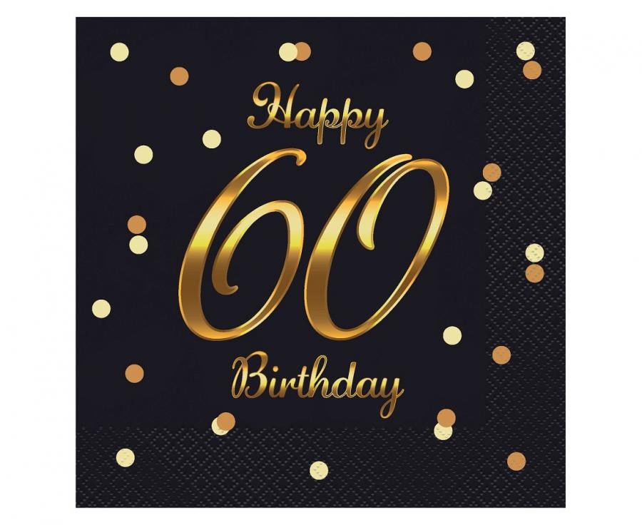 Serwetki "Happy 60 Birthday" / 33x33 cm