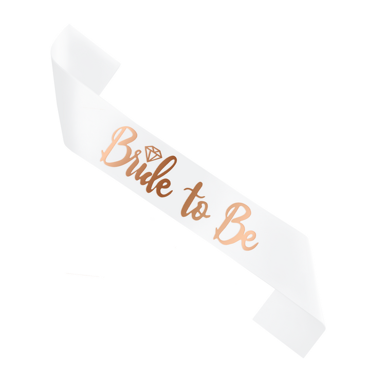Biała szarfa z napisem Rose Gold Bride to Be5 / 160 cm