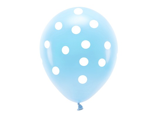 Balony lateksowe ECO niebieskie w białe Kropki