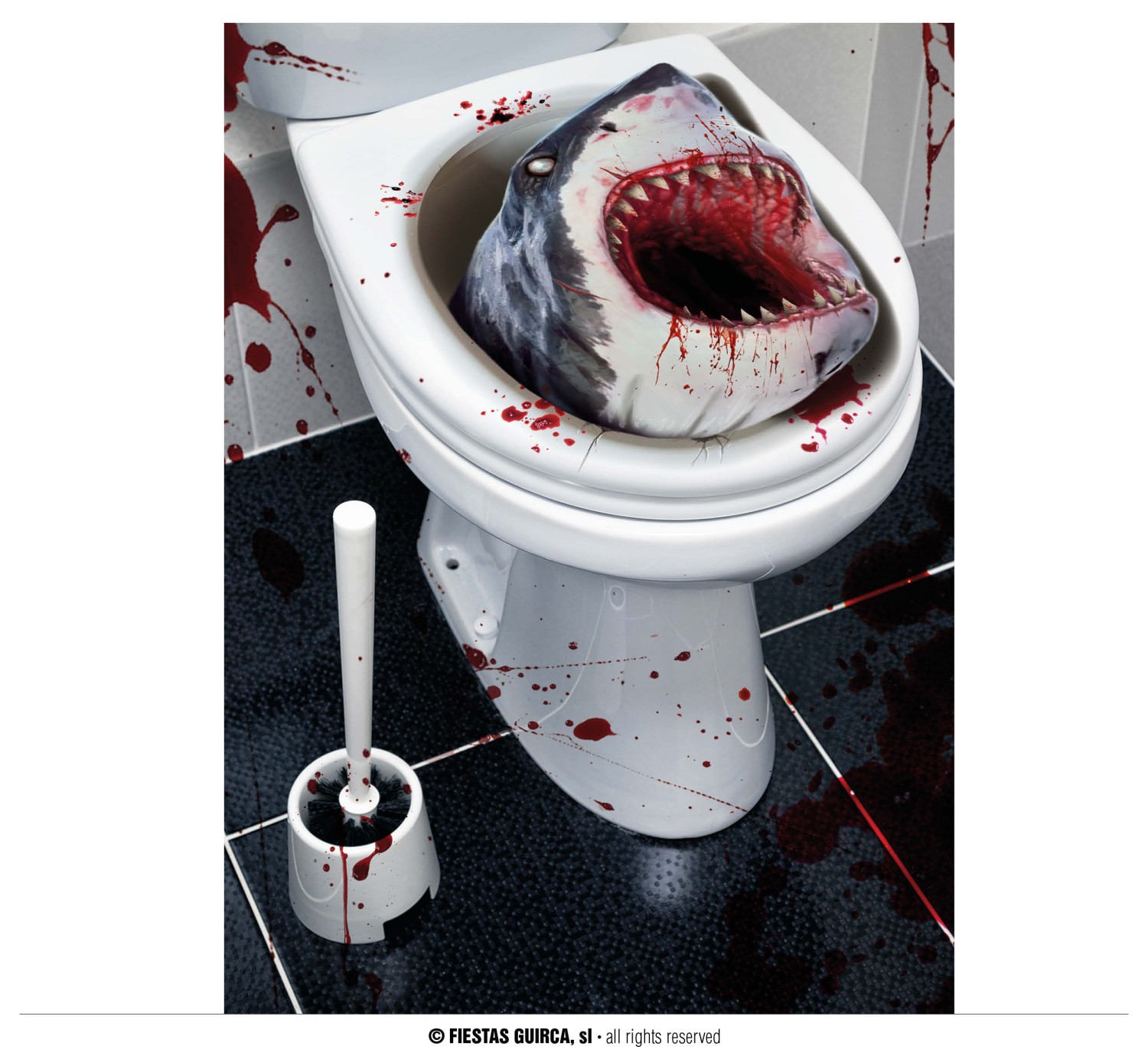 Dekoracja Halloweenowa naklejka Rekin na toaletę