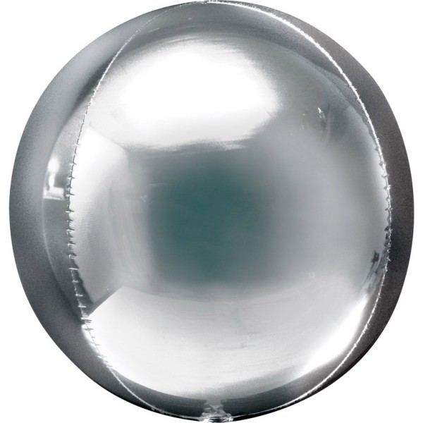 Balon foliowy Orbz - Kula srebrna (niezapakowany) / 38x40 cm