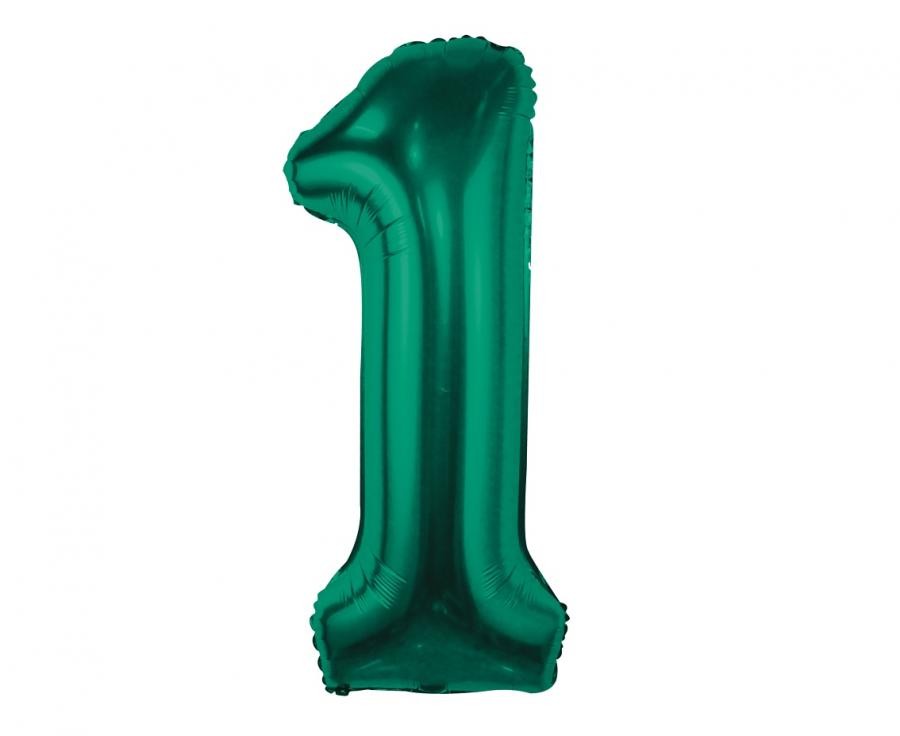 Balon Cyfra 1 butelkowa zieleń