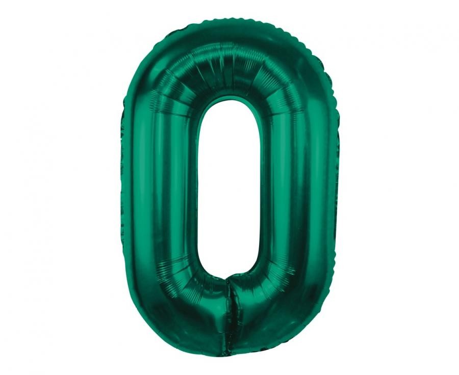 Balon Cyfra 0 butelkowa zieleń